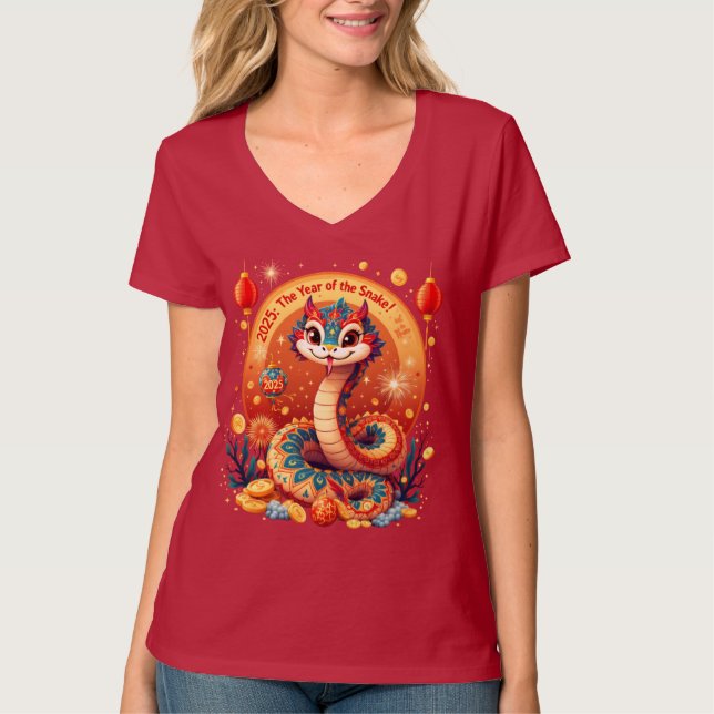 Year Of The Snake 2025 Lunar New Year Chinese New  T-Shirt (Front)