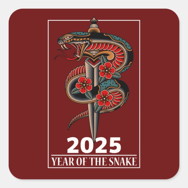 Year of the snake 2025 square sticker (Front)