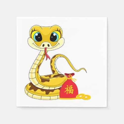 Year of the Snake Cartoon Red Sack Napkins