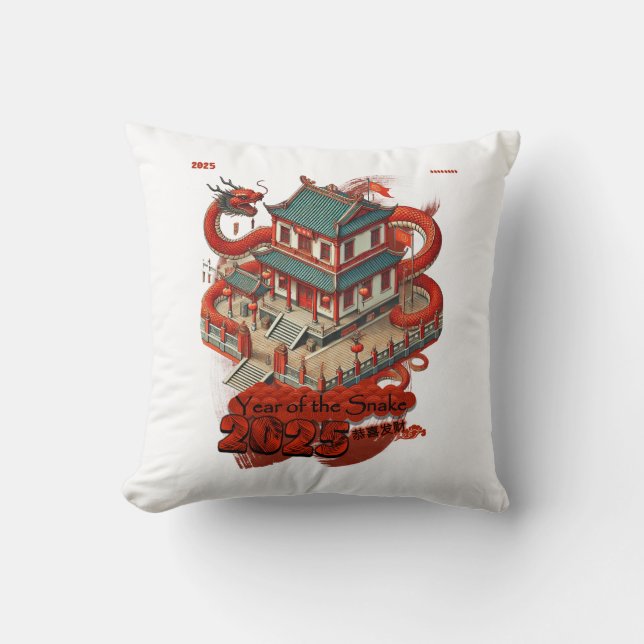 Year of the Snake: Chinese New Year 2025 #02 Throw Pillow (Front)