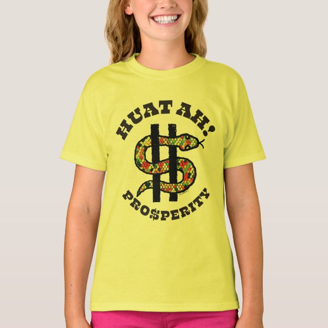 Year of the Snake "Huat Ah!" Light Coloured  T-Shirt (Front)