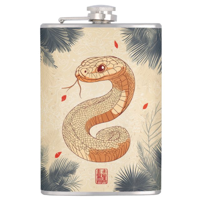 Year of The Snake Majestic Cobra Double Happiness Flask (Front)