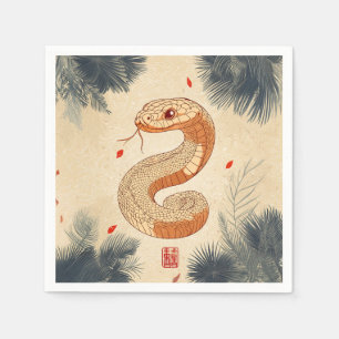 Year of The Snake Majestic Cobra Double Happiness Napkins