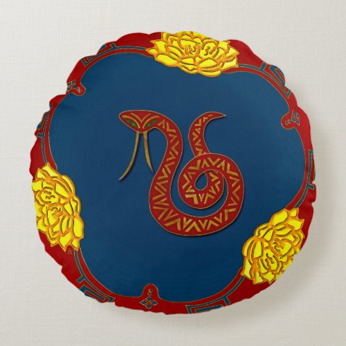 Year Of The Snake Round Pillow