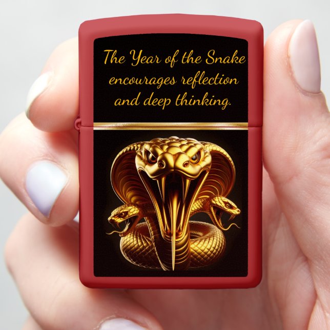 Year of the snake with a golden snake zippo lighter (In Hand)