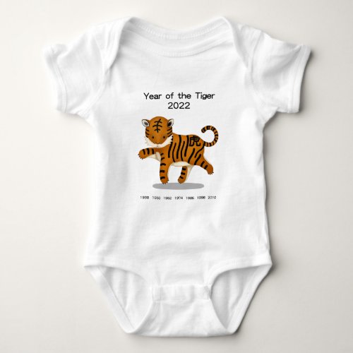 Year of the Tiger 2022 Cute Zodiac Animal Keepsake Baby Bodysuit