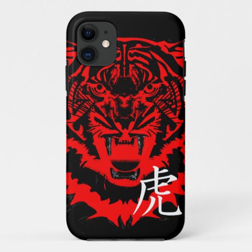 Year of the Tiger Artwork in Black and Red iPhone 11 Case