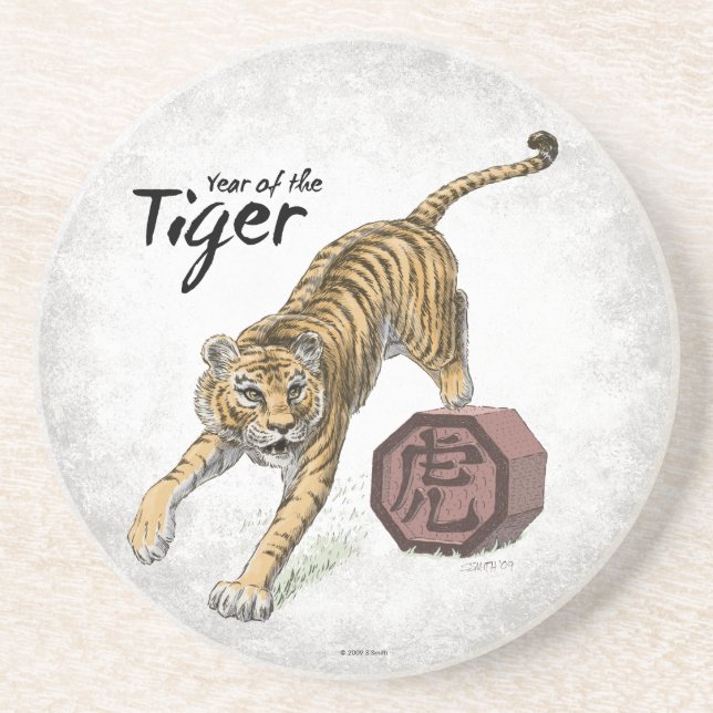 Year of the Tiger Chinese Zodiac Art Coaster (Front)