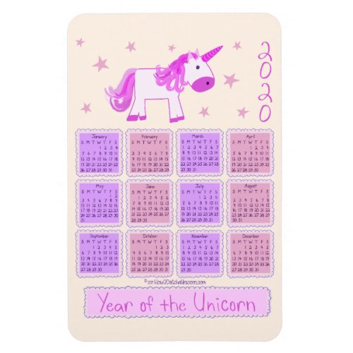 Year of the Unicorn 2020 Calendar Magnet