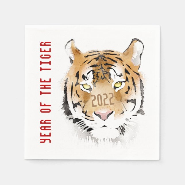 Year of Tiger 2022 Chinese New Year Zodiac Animal Napkins (Front)