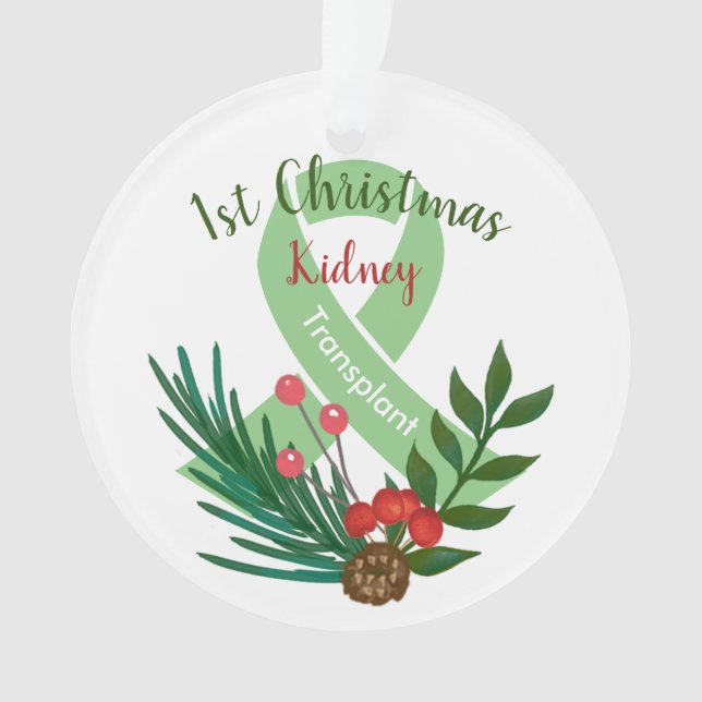 Year of Transplant Christmas Customizable Ornament (Front)