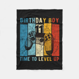 Year Old Birthday Boy 11 Time To Level Up 11th Bir Fleece Blanket