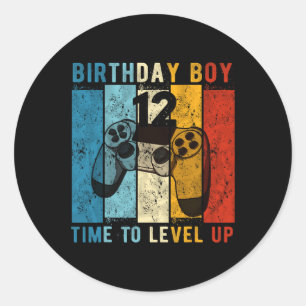 Year Old Birthday Boy 12 Time To Level Up 12th Bir Classic Round Sticker