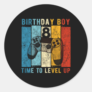 Year Old Birthday Boy 8 Time To Level Up 8th Birth Classic Round Sticker