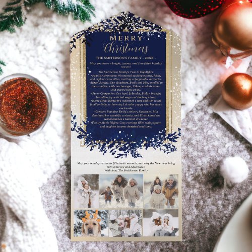 Year review gold navy Merry Christmas 6 photos All In One Invitation
