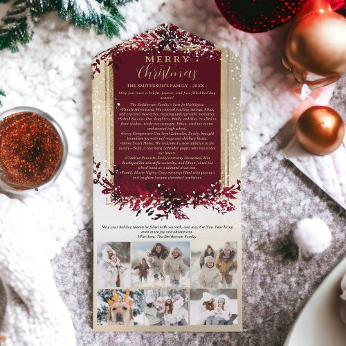 Year review gold red Merry Christmas 6 photos All In One Invitation