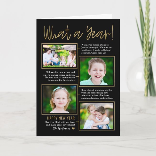 Year Summary Editable Color New Year Photo Card (Front)