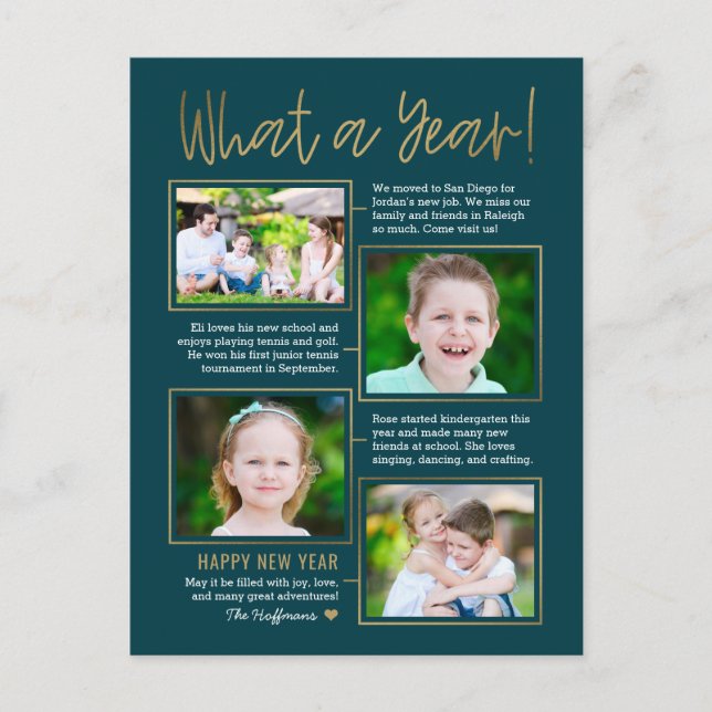 Year Summary Editable Color New Year Postcard (Front)