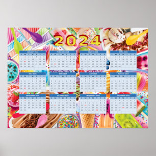 Year summer calendar 2024 poster