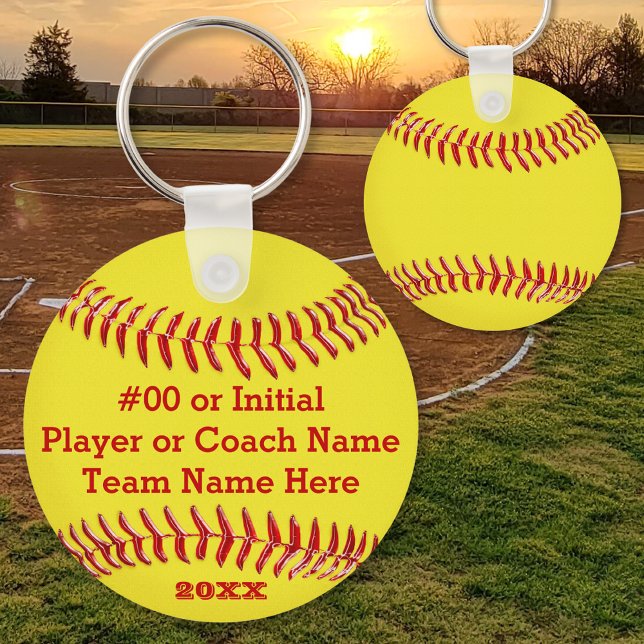 YEAR, Team Name, Text BULK Softball Gifts Keychain (Personalized Softball Keychains. Cheap softball team gifts for girls. Softball goodie bag ideas. )