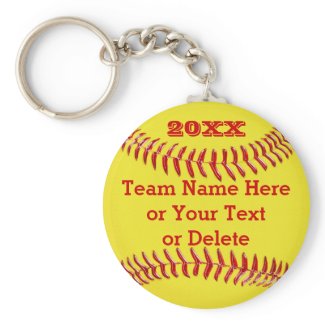 YEAR, Team Name, Text BULK Softball Gifts Basic Round Button Keychain