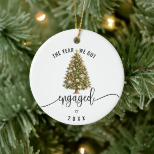 Year We Got Engaged Photo Keepsake Double Sided Ceramic Ornament