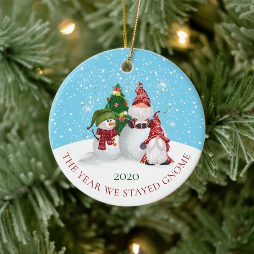 Year We Stayed Gnome Christmas Ceramic Ornament