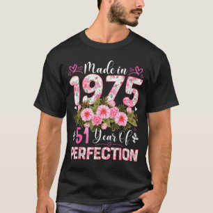 Year Women 51 Old 1975 Floral 51th T-Shirt