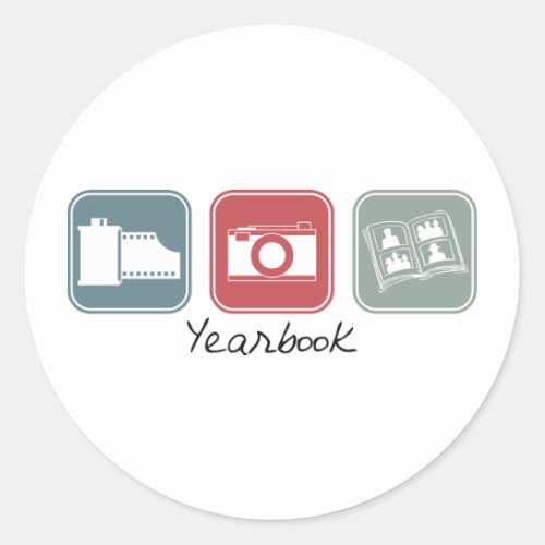 Yearbook Squares Classic Round Sticker