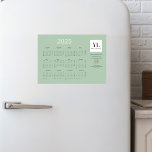 Yearly 2025 Calendar Business Logo Magnetic Card<br><div class="desc">Trendy and chic 2025 magnetic calendar card. This stylish business card template features your business name and square logo and optional contact and social media details. Text comes in jet black and lightest green font,  against a mint green background.</div>