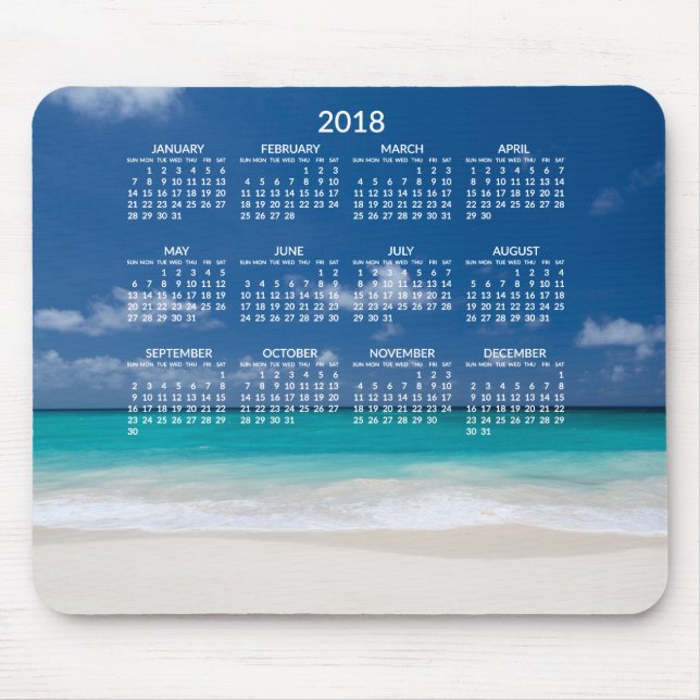 Yearly Beach Calendar 2018 Mousepads Add Photo (Front)