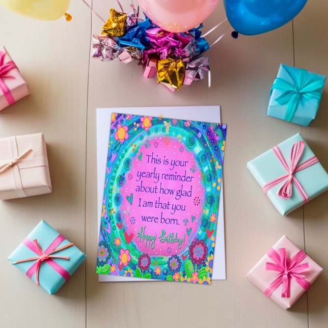 Yearly Birthday Reminder Beautiful Floral Fun Card (Creator Uploaded)