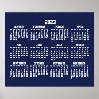 Yearly Blue Calendar 2023 Poster