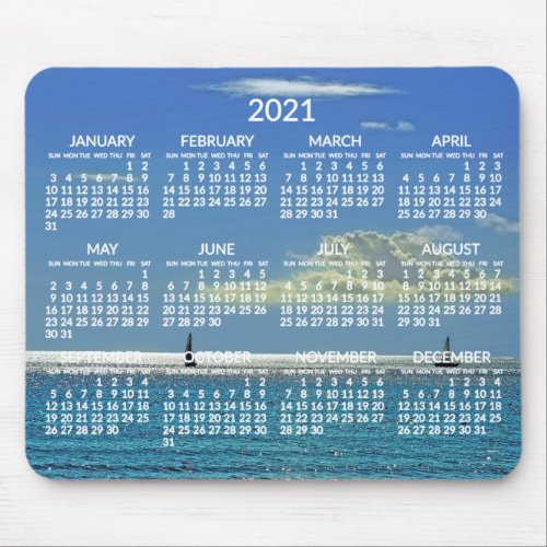Yearly Calendar 2021 Mousepads Beach Photo