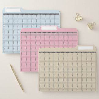 Yearly Family Birthday Calendar File Folder
