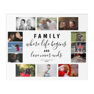 Yearly Family Keepsake Saying 12 Photo Collage Acrylic Print