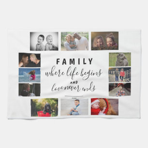 Yearly Family Keepsake Saying 12 Photo Collage Kitchen Towel