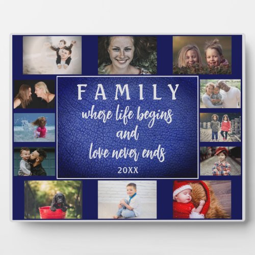 Yearly Family Saying Keepsake 12 Photo Collage  Plaque