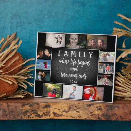 Yearly Family Saying Keepsake 12 Photo Collage Plaque