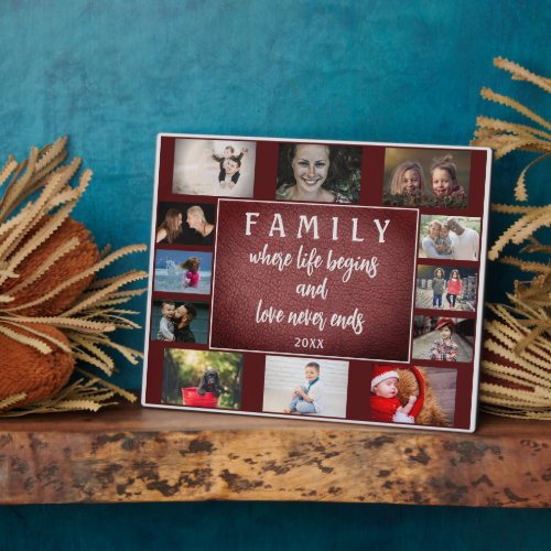 Yearly Family Saying Keepsake 12 Photo Collage  Plaque