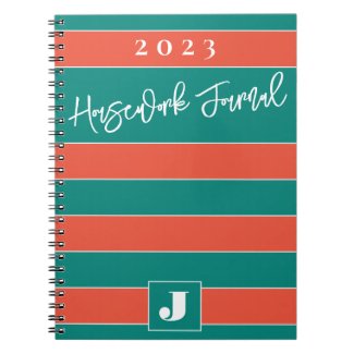 Yearly Housework Journal with Coral Teal Stripes