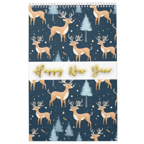 Yearly Inspirational Quote Cute Reindeer Snowflake Calendar
