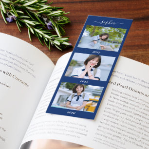 Yearly Personalized Navy Bookmark Gift with Photo