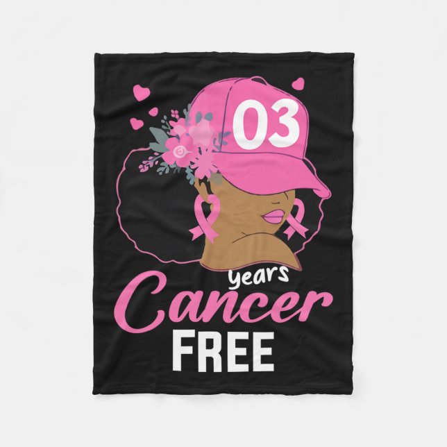 Years Cancer Free Survivor Breast Cancer Black Wom Fleece Blanket (Front)