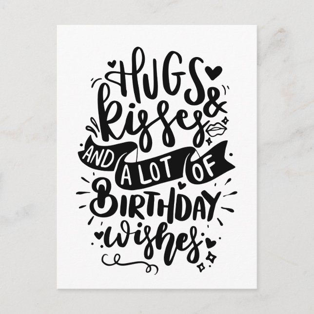 Years card Hugs Kisses & Birthday Wishes (Front)