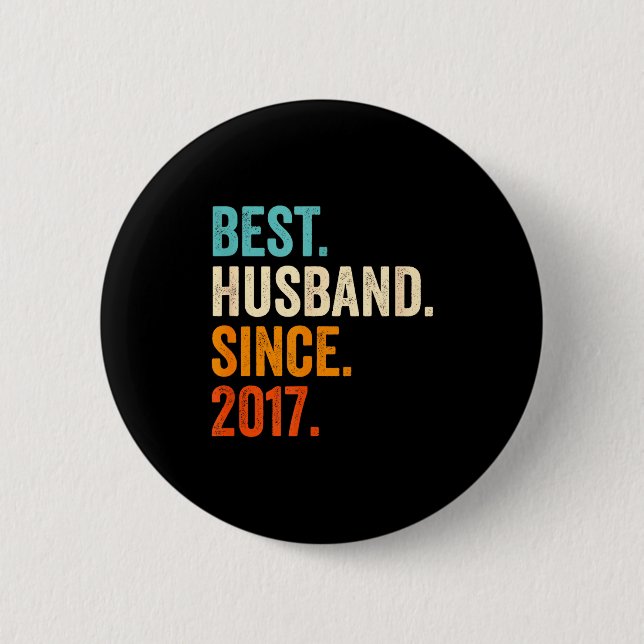 Years Husband Since 2017 8th Wedding Button (Front)