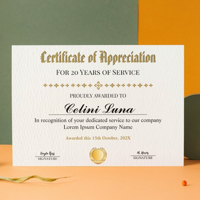 Years of Service Certificate - Professional Gold (Years of Service Certificate - Professional Gold)