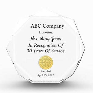 Years of Services Acrylic Award