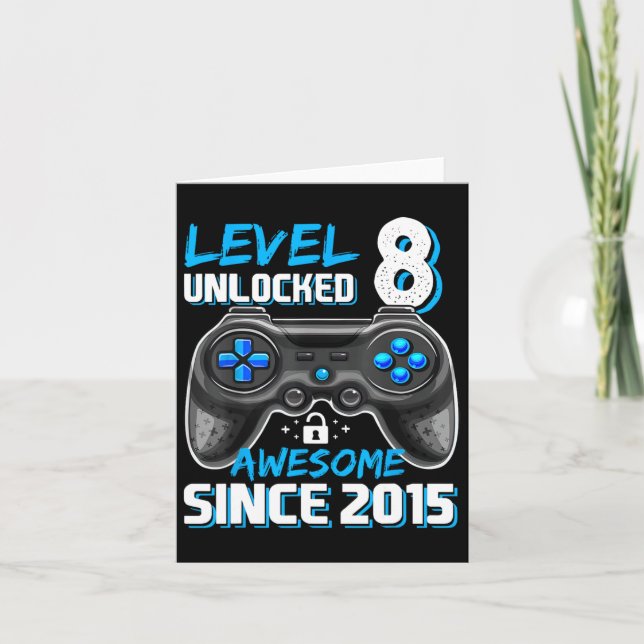 Years Old Boys Level 8 Unlocked Awesome 2015 Video Card (Front)
