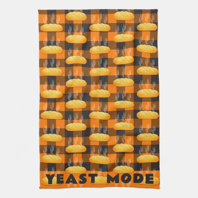 "Yeast Mode" Warm Loaf of Bread - Baker's Kitchen Towel (Vertical)